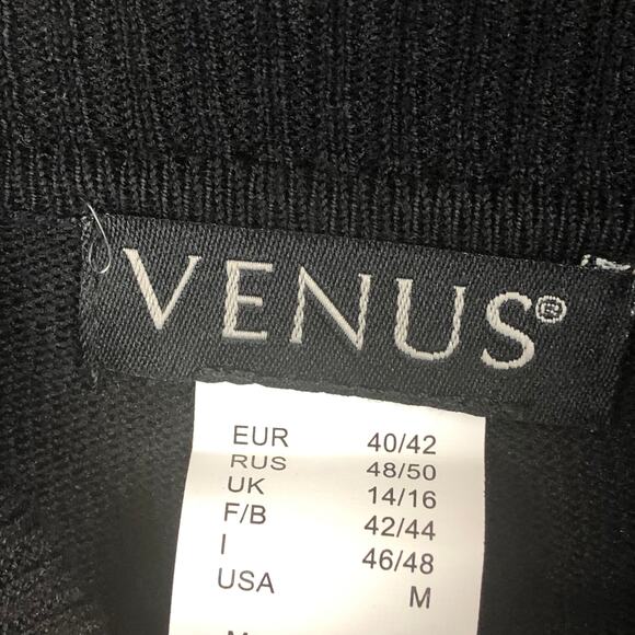 Venus Black Knit Pleather Accent Roll Mock Neck Long Sleeve Goth Sweater Dress - Picture 6 of 11